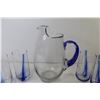 Image 3 : (4) Glasses & Pitcher w/Blue Streaks