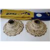Image 2 : (2) Vintage Cast Iron Light Bases - Old Times Scarf w/Swift Current Pin