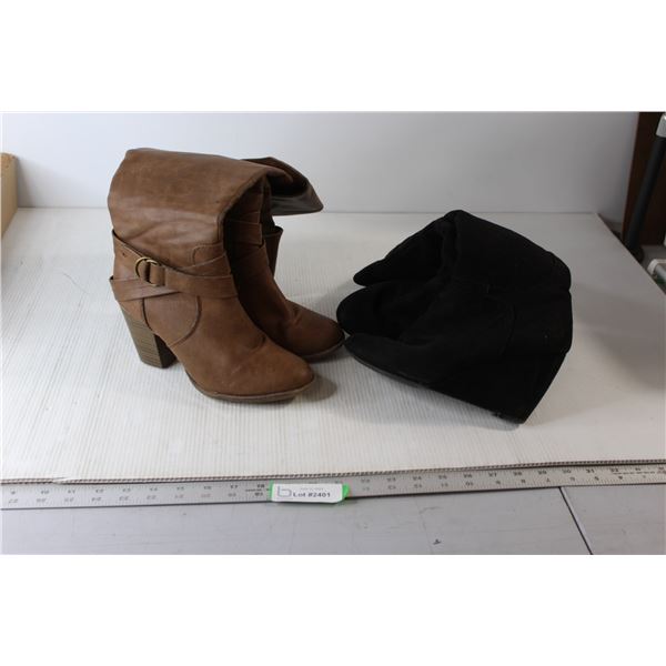 (2) Pairs of High Heeled Boots - Size 7