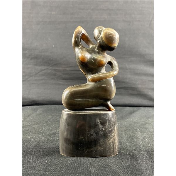 Unique Polished Horn Carving Of Posing Woman. Approx. 6" H