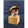 Image 1 : Nicely Detailed Cowboy Bottle Stopper On Wood Block Displayer. Approx. 6" H