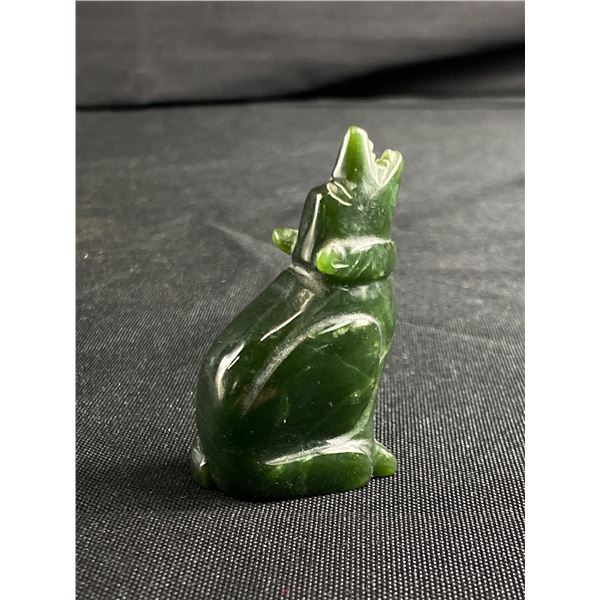 BC Jade Carved Howling Wolf. Approx. 2 1/4" H