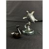 Image 1 : Vintage Bronze Sea Turtle On Granite Base & Metal Duck Trinket Box