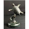 Image 2 : Vintage Bronze Sea Turtle On Granite Base & Metal Duck Trinket Box