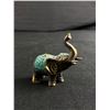 Image 2 : Lot Of 3 Lucky Elephants (Resin,Stone & Brass) & Brass Peacock Curios.