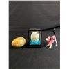 Image 1 : Egg Shaped Stone, Painted Egg In Display Case & Blown Glass Dog