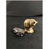 Image 1 : Stone Carved Bear Cub & Carved Stone Water Buffalo. Approx. 2 1/2" H (Cub) & 3 1/2" L (Buffalo)