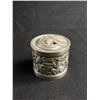 Image 1 : Pewter Aboriginal Round Trinket Box. Approx. 1 3/4" H