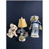Image 1 : Cute Lot - Porcelain Dog, Brass Button Bear "Casey",Light House Lamp & Tunagate Game In Can