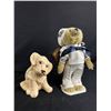 Image 2 : Cute Lot - Porcelain Dog, Brass Button Bear "Casey",Light House Lamp & Tunagate Game In Can