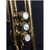 Image 5 : Vintage Engraved Academy Brass Trumpet w/ Mother Of Pearl Accents On Buttons. Comes In Case.