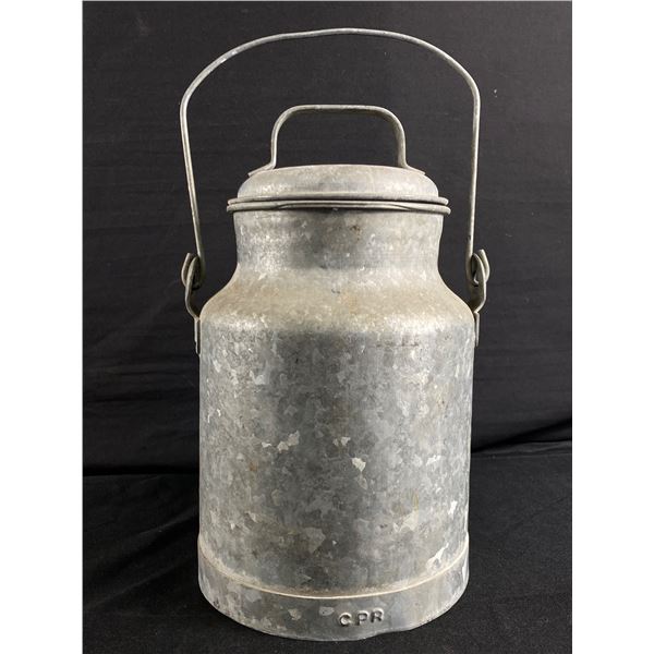 Vintage Galvanized Metal C.P.R Cream/Water Jug w/ Lid. Approx. 14" H