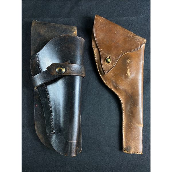 2 Vintage Leather Pistol Gun Holsters.