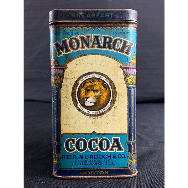 Vintage Monarch Cocoa Tin w/ Lion Graphics, From Reid Murdoch & Co, Chicago, Ill.