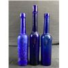 Image 1 : 3 Vintage Cobalt Blue Bottles. Approx. 8 1/4" & 9 1/2"