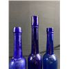 Image 2 : 3 Vintage Cobalt Blue Bottles. Approx. 8 1/4" & 9 1/2"