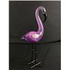 Image 1 : Blown Glass Art Flamingo Figurine w/ Metal Legs. Approx. 11" H