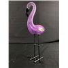 Image 2 : Blown Glass Art Flamingo Figurine w/ Metal Legs. Approx. 11" H