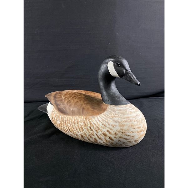 Beautiful Hand Carved & Painted Wood Goose By Hans Lawson, Peterborough, Ont. Approx. 14" L