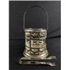 Image 1 : Vintage Studio Silversmiths Ornate Metal Ice Bucket & Tongs w/ Glass Insert. Made In China