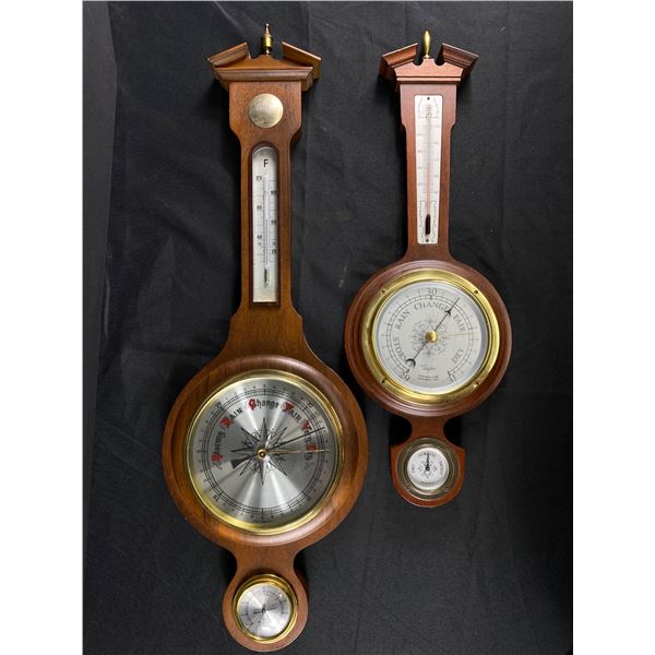 2 Vintage Wood Weather Stations. Largest Is Made In West Germany. Approx.28" H & Other Is U.S.A. App