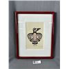 Image 1 : Framed Aboriginal "Haida Raven" Print By Clarence Mills. Approx. 15" x 11 1/2"