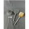 Image 1 : Mid Century Modern Hand Mirror& Brush Set With Lidded Vanity Jar