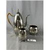 Image 1 : Fabulous Vintage Art Deco Teaset. Hammered Banding with Wicker Rattan Handle
