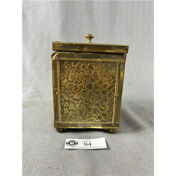 Gorgeous Antique Brass Covered Wood Tea Caddy