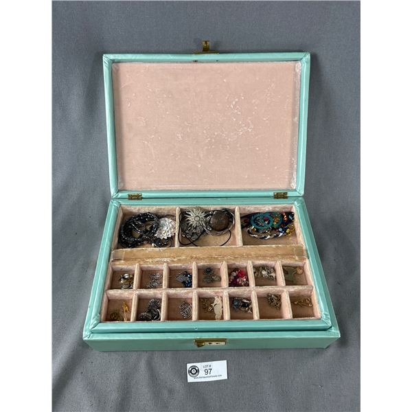 Mid-Centruy Jewelry Box with Costume Jewelry