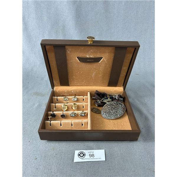 Vintage Lord Buxton Jewel Box with Men's Accessories & Bits
