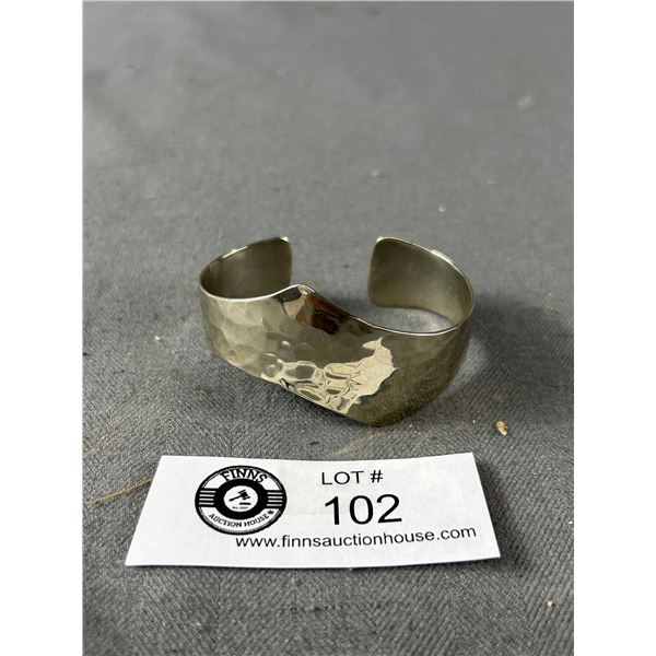 Beautiful Vintage Artist Signed Hammered Sterling Silver Cuff Bracelet