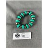 Image 2 : Silver & Turquoise Disc Bead Stretch Bracelet