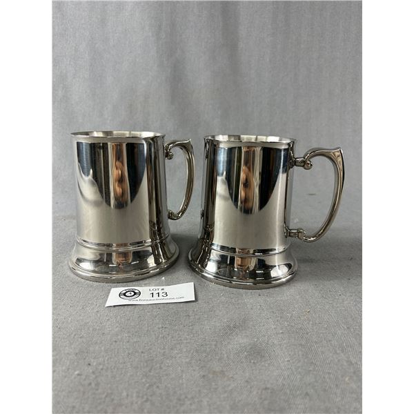 Pair of Silver Tankards- No Engraving