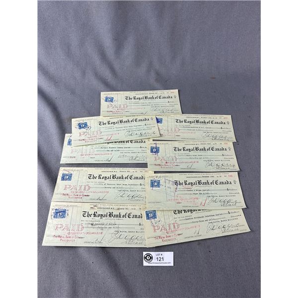 10 Vintage Royal Bank (Vancouver) Cancelled Cheoves