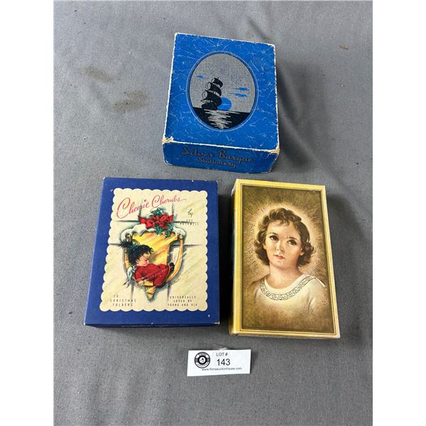 3 Vintage Xmas Card Boxes 1930s to 50s