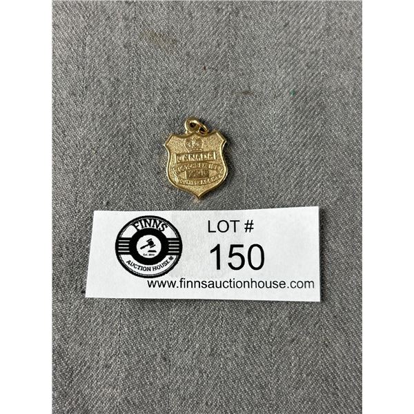 10k Gold Canada Customs 1" Medallion/Pendant. Engraved "2246" On Front &  "Elverum" On The Back