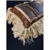 Image 2 : Gorgeous Leather25" x 18" Equestrian Themed Tassled Pillow w/Bead Accents By Pulvermacher Designs, N