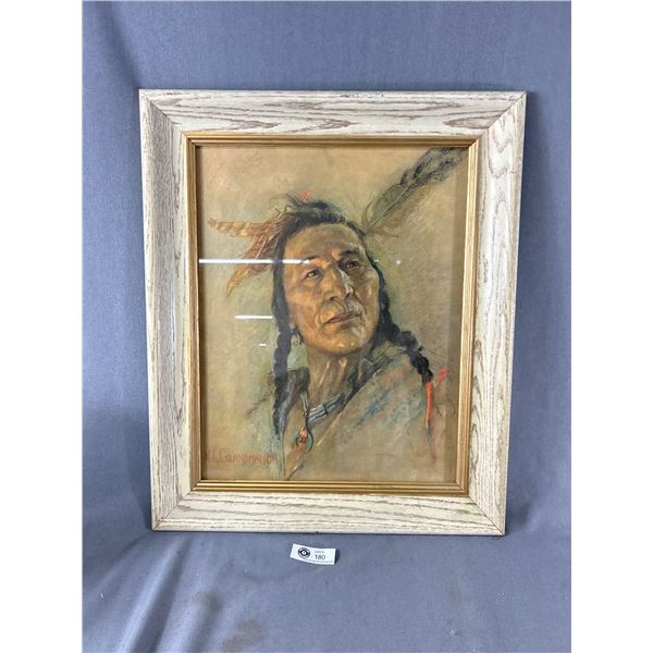 Framed GrandMaison Aboriginal Print. Approx. 20" x 24 1/2"