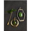Image 1 : Vintage BC Jade Stickpin + 2 B.C. Jade Patts