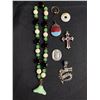 Image 1 : Vintage Lot, Greeen Bead Necklace with Jade Polt with 4 Misc Vintage Patts, Jade Disc and Ring