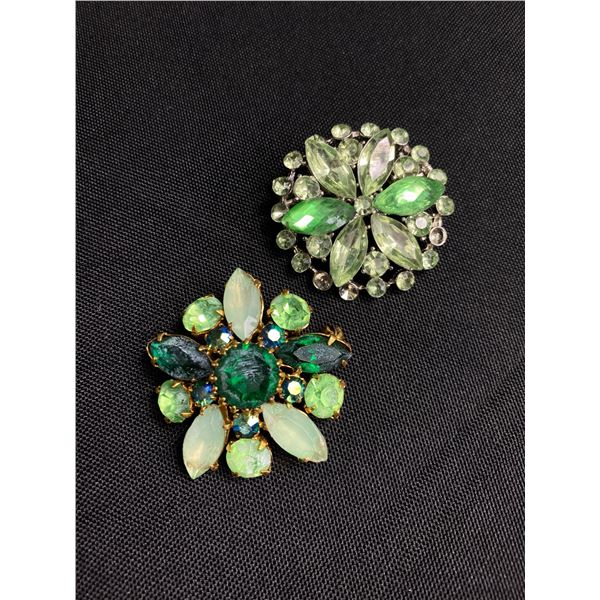 2 Rhinestone Brooches