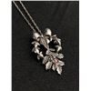 Image 2 : Sterling Silver w/ Genuine Ruby Pendant Necklace