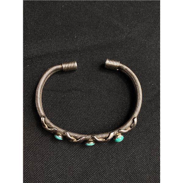 Vintage Sterlng Turqouise Cuff Bangle Heavy
