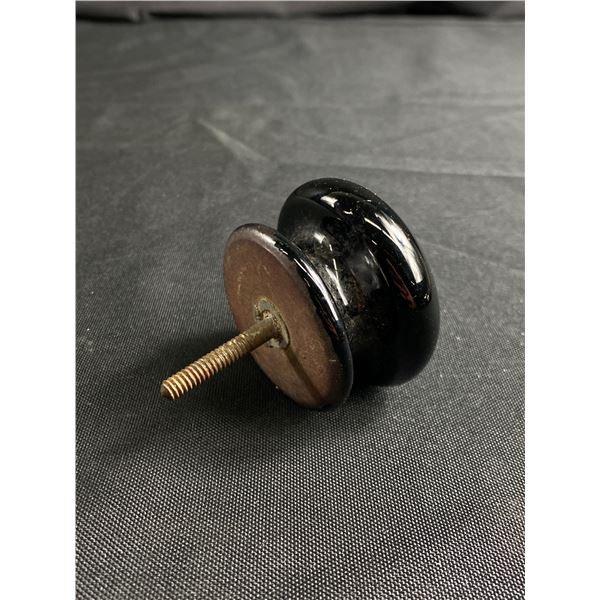 Unusual Vintage 1920s Black Porcelain Doorknob