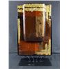Image 1 : Glass Art w/ Amber & Gold Coloured Accents On Metal Stand. Approx.17" H