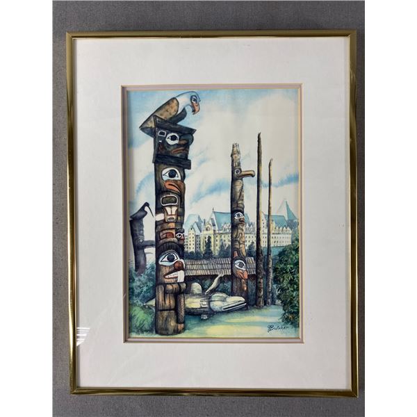 Framed Reproduction From Original Watercolour By J. Butcher, Saltspring Island, BC. Approx. 11" x 14