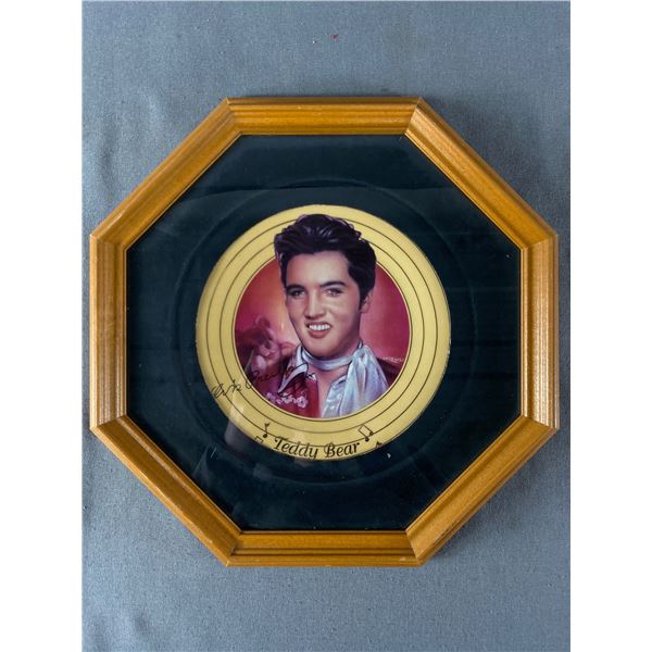 Hexagon Wood Framed Ltd Ed Elvis Collector Plate "Teddy Bear"