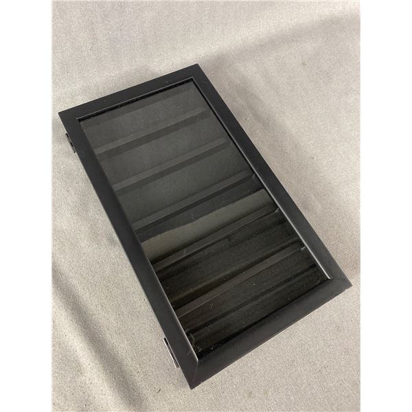 MDF Hanging Display Case w/ Hinged Door. Approx. 16" x 9" x 2"