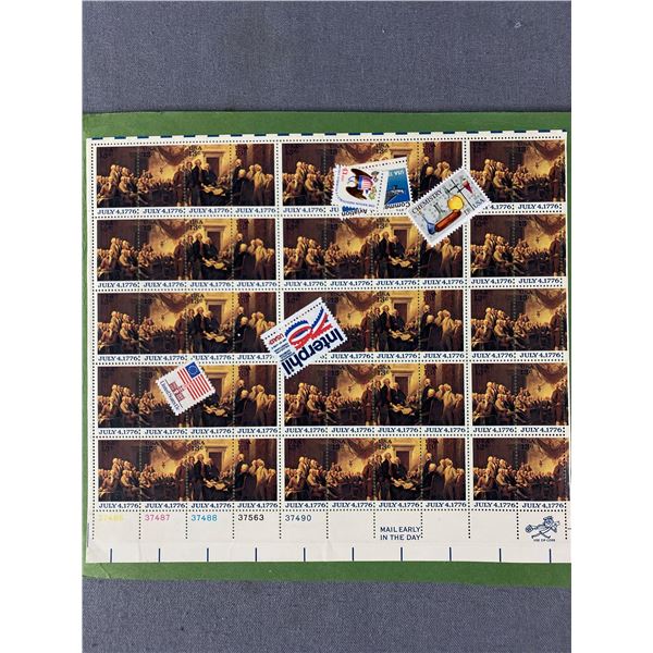Full Sheet of Commemerative 1776-1976 US Stamps Unused